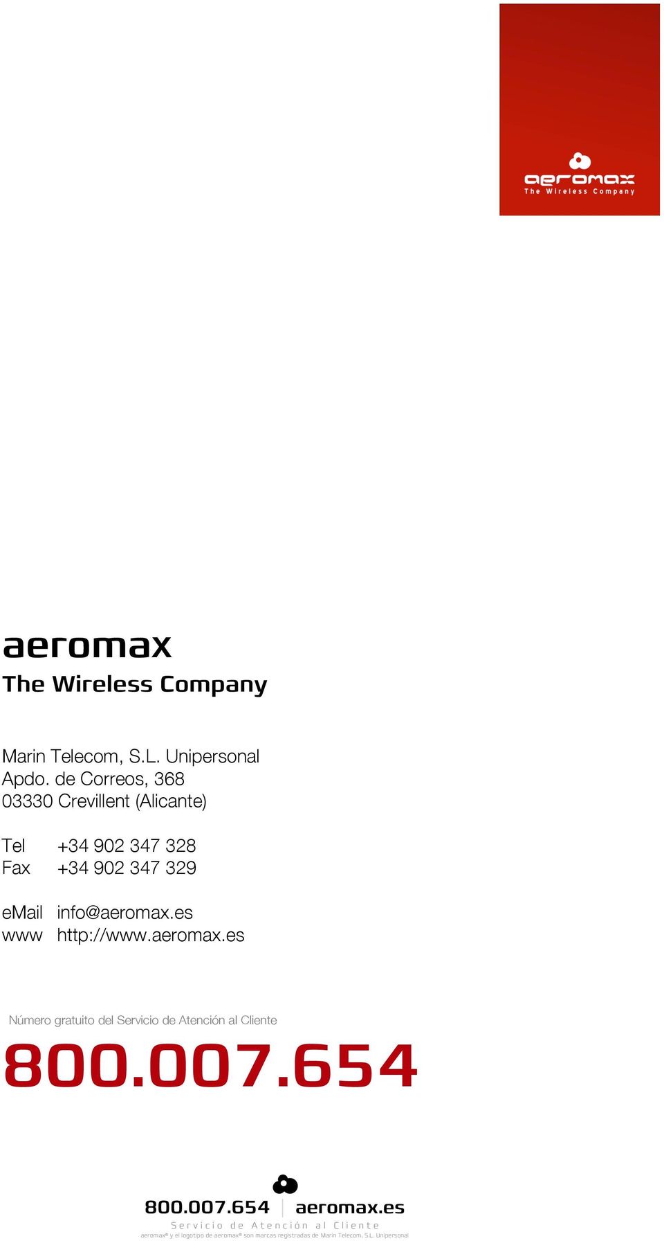 Fax +34 902 347 329 email info@aeromax.