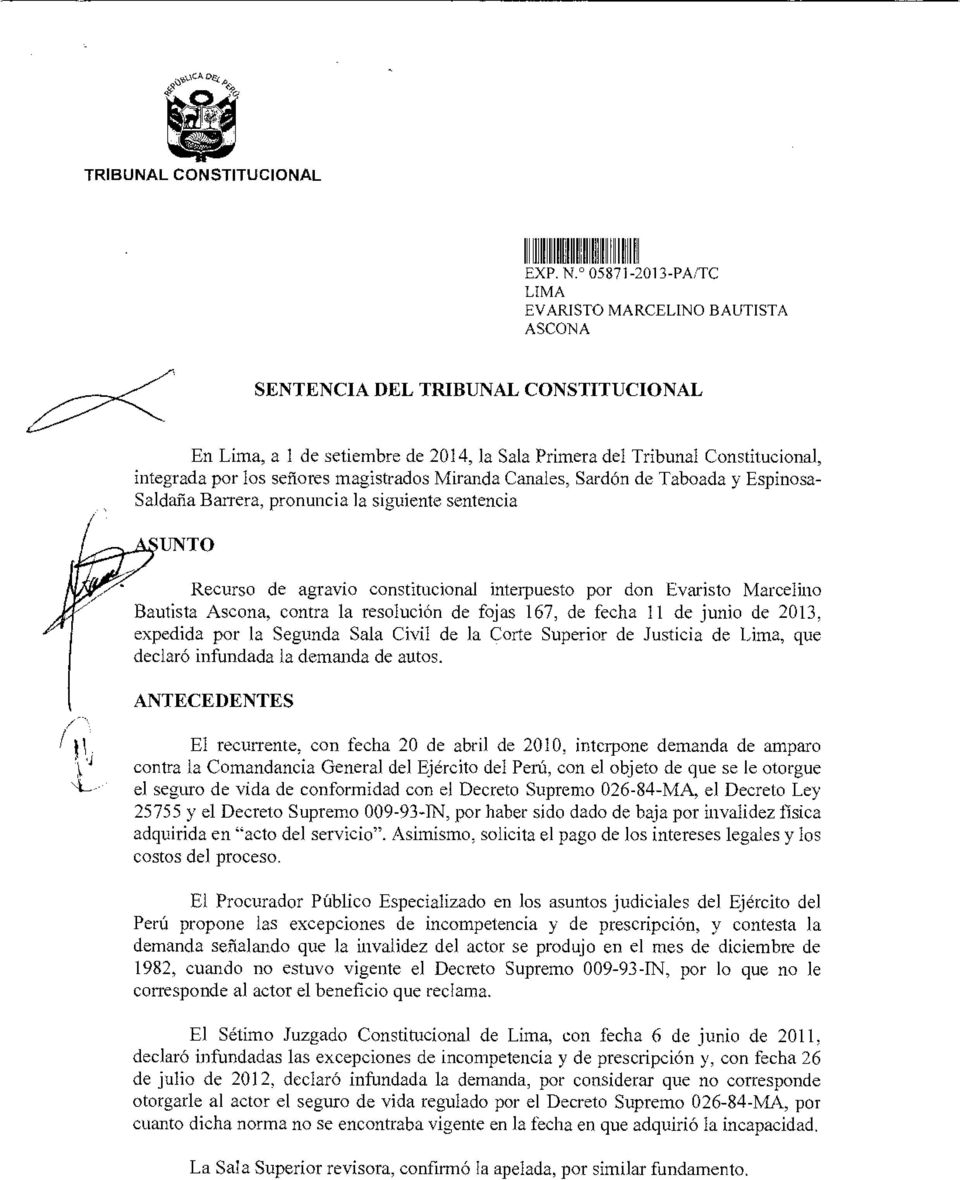 fojas 167, de fecha 11 de junio de 2013, expedida por la Segunda Sala Civil de la Corte Superior de Justicia de Lima, que declaró infundada la demanda de autos.