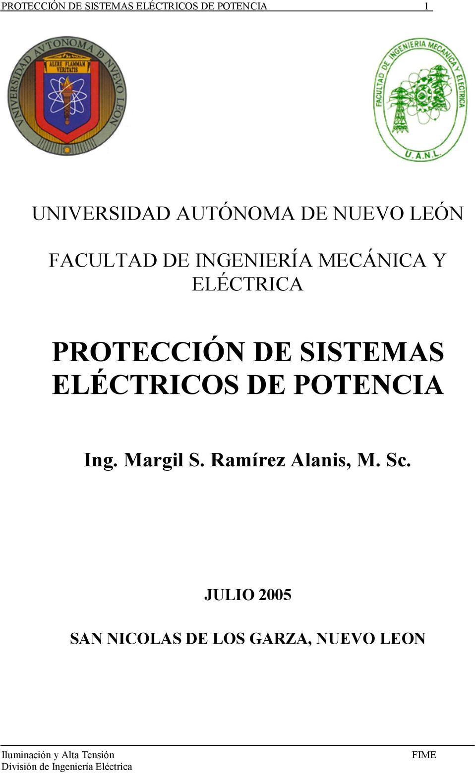 ELÉCTRICA PROTECCIÓN DE SISTEMAS ELÉCTRICOS DE POTENCIA Ing.