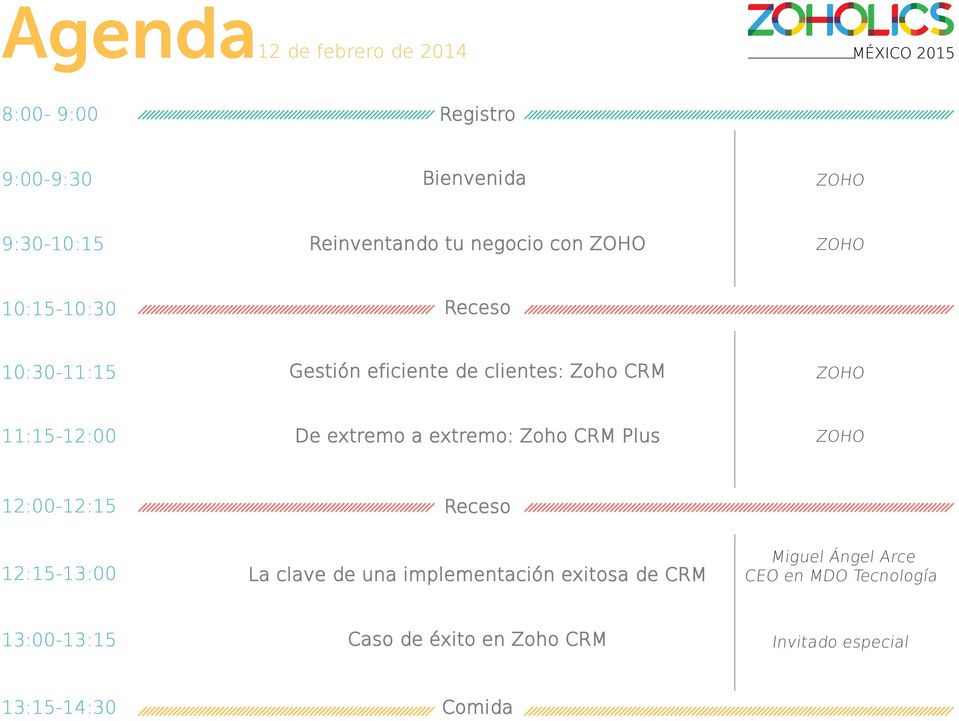extremo: Zoho CRM Plus 12:00-12:15 Receso 12:15-13:00 La clave de una implementación exitosa de CRM