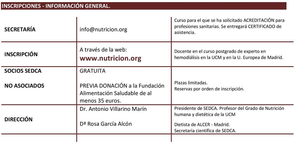 org GRATUITA PREVIA DONACIÓN a la Fundación Alimentación Saludable de al menos 35 euros. Dr.