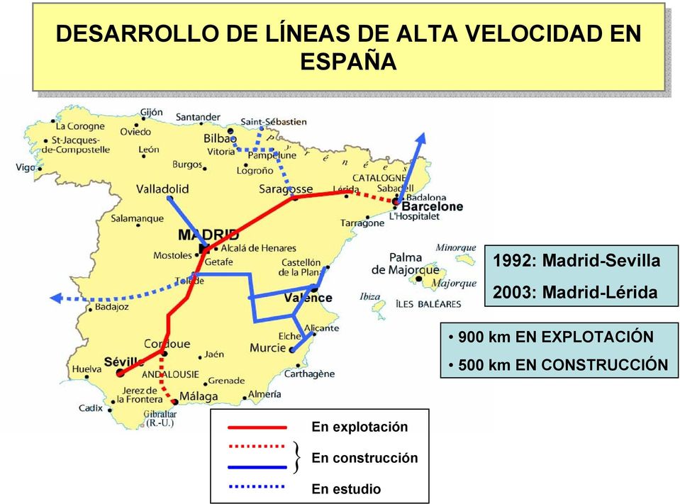 Madrid-Lérida 900 km EN EXPLOTACIÓN 500 km