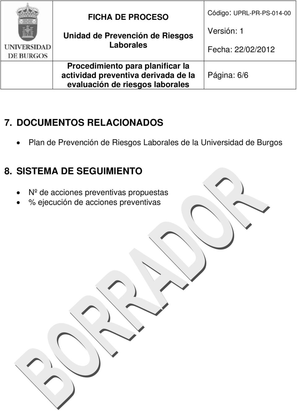 Riesgos de la Universidad de Burgos 8.
