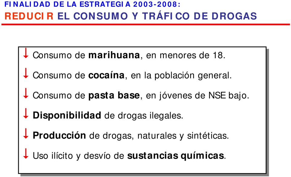 Consumo de de pasta base, en en jóvenes de de NSE bajo. Disponibilidad de de drogas ilegales.
