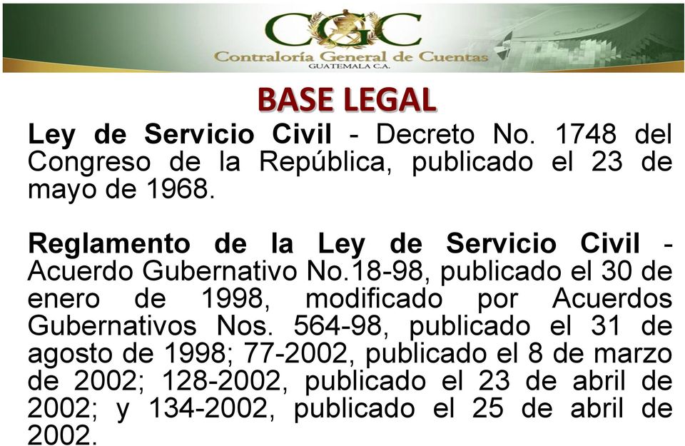 Reglamento de la Ley de Servicio Civil - Acuerdo Gubernativo No.