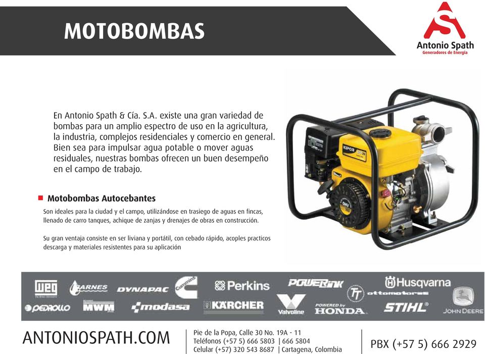 Motobombas Autocebantes Son ideales para la ciudad y el campo, utilizándose en trasiego de aguas en fincas, llenado de carro tanques, achique de zanjas y