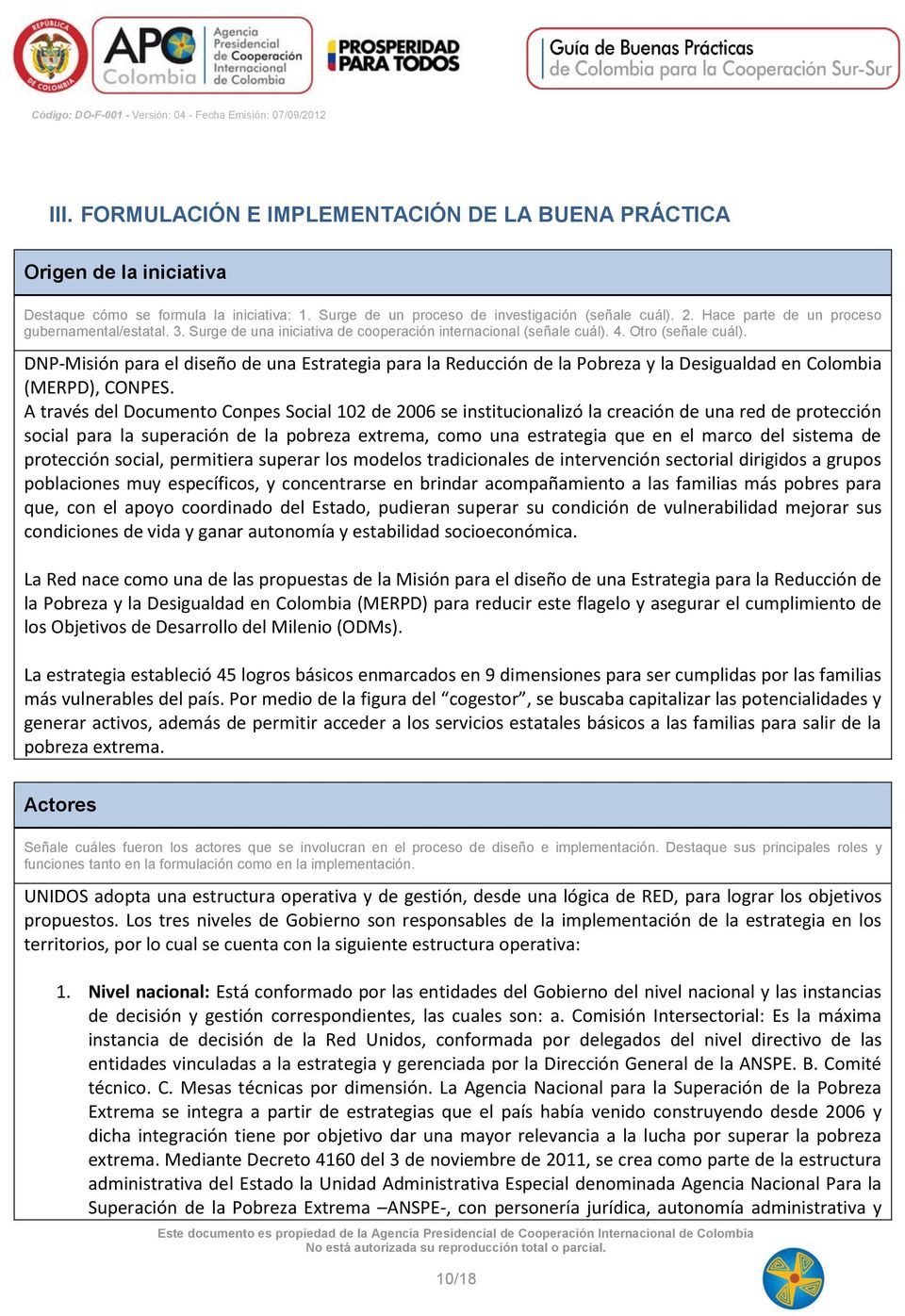 DNP-Misión para el diseño de una Estrategia para la Reducción de la Pobreza y la Desigualdad en Colombia (MERPD), CONPES.