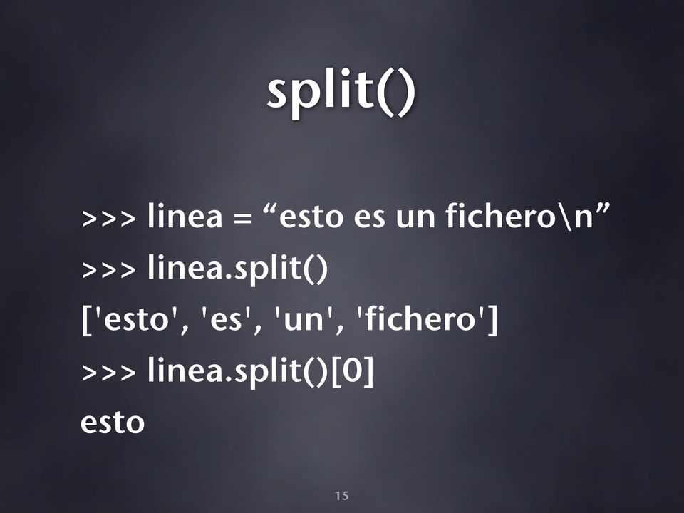 split() ['esto', 'es', 'un',