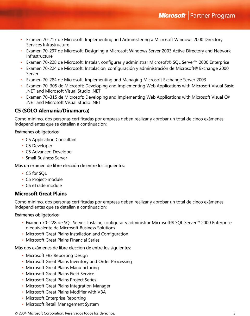 administración de Microsoft Exchange 2000 Server Examen 70-284 de Microsoft: Implementing and Managing Microsoft Exchange Server 2003 Examen 70 305 de Microsoft: Developing and Implementing Web