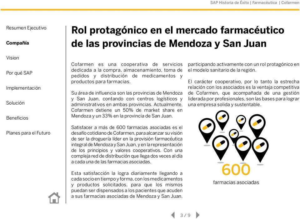 Actualmente, Cofarmen detiene un 50% de market share en Mendoza y un 33% en la provincia de San Juan.