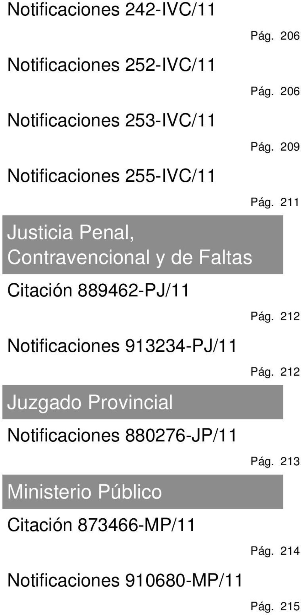 913234-PJ/11 Juzgado Provincial Notificaciones 880276-JP/11 Ministerio Público Citación