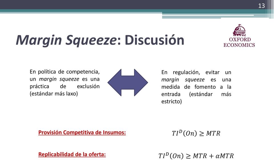 squeeze es una medida de fomento a la entrada (estándar más estricto) Provisión
