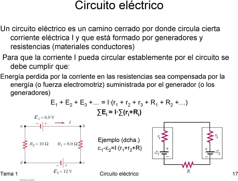 perdida por la corriente en las resistencias sea compensada por la energía (o fuerza electromotriz) suministrada por el generador (o los