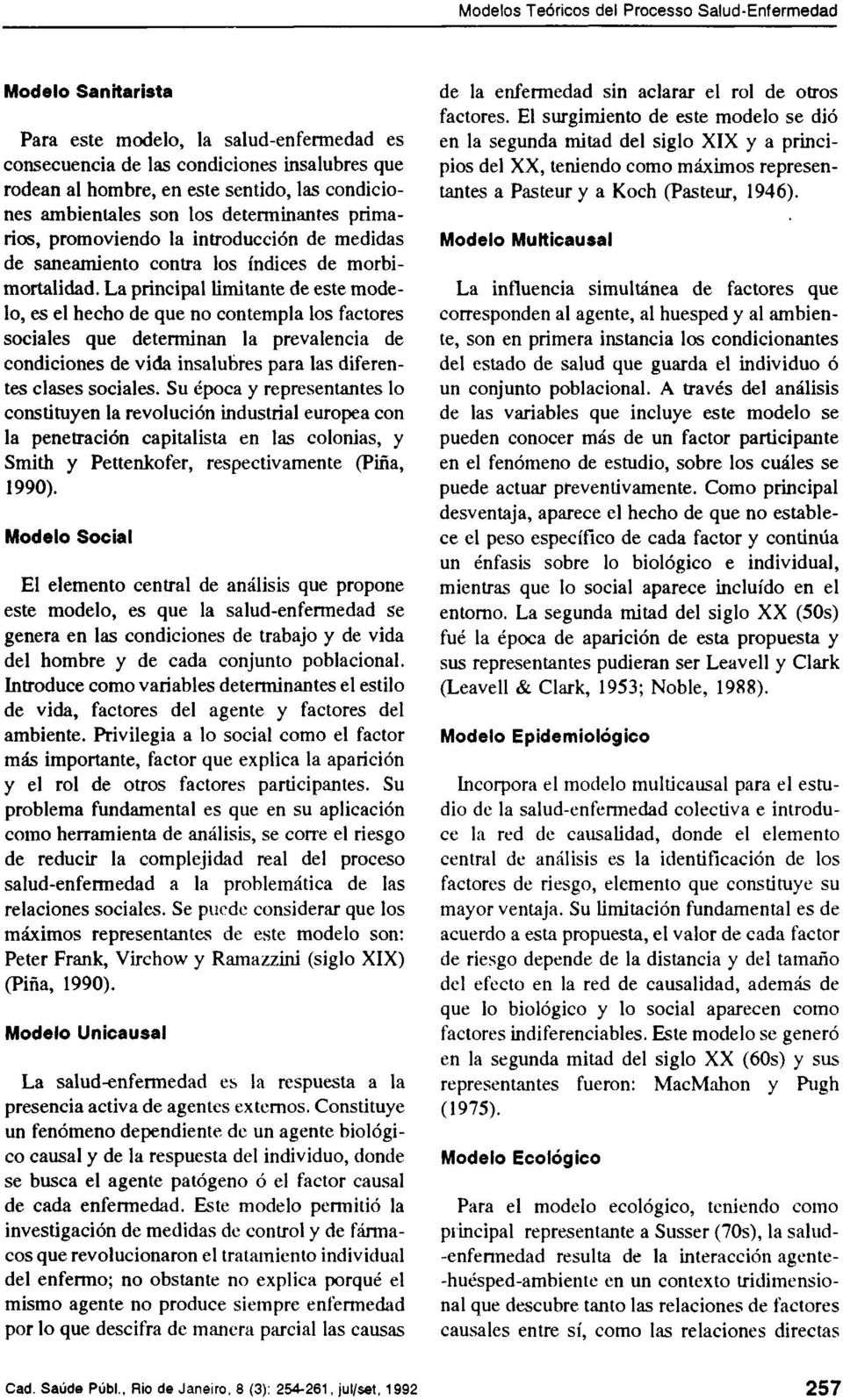 Análisis y Reflexión sobre Modelos Teóricos del Proceso Salud-Enfermedad -  PDF Descargar libre