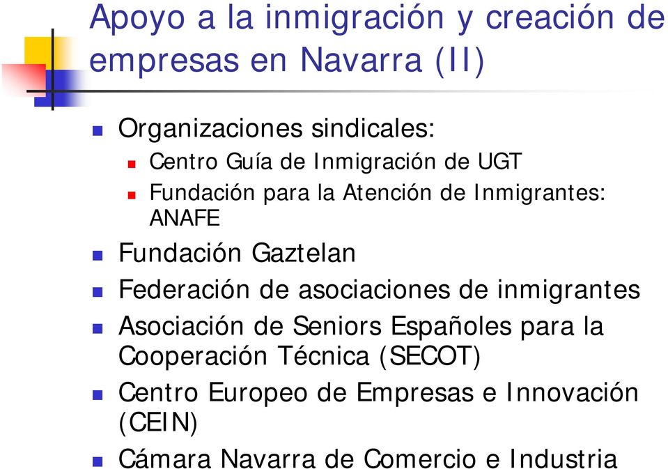 Federación de asociaciones de inmigrantes Asociación de Seniors Españoles para la Cooperación