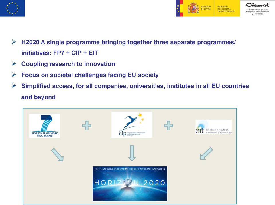innovation Ø Focus on societal challenges facing EU society Ø