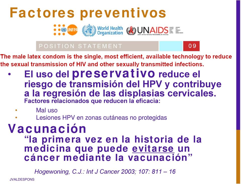 Factores relacionados que reducen la eficacia: Mal uso Lesiones HPV en zonas cutáneas no protegidas