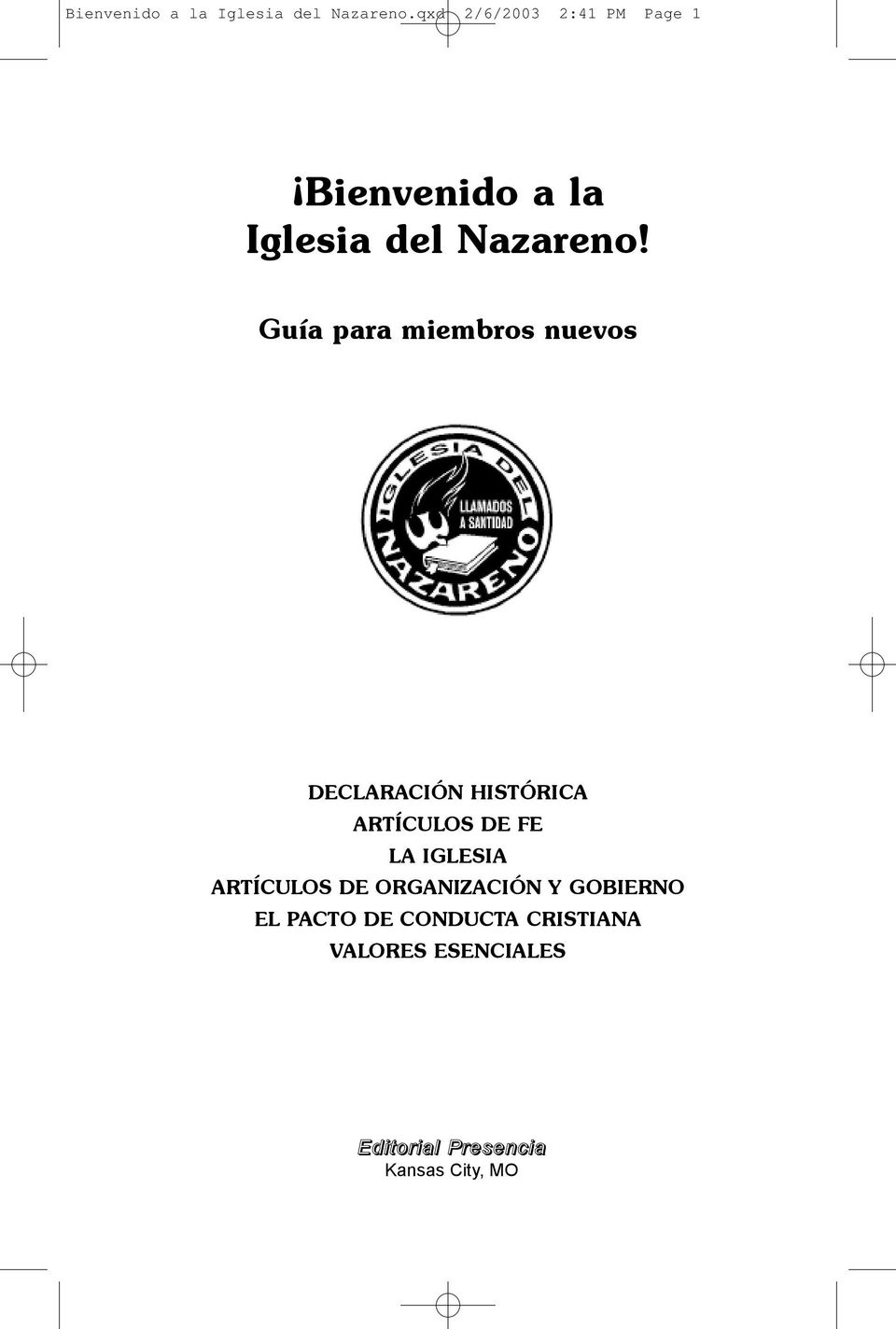 Bienvenido a la Iglesia del Nazareno! - PDF Descargar libre