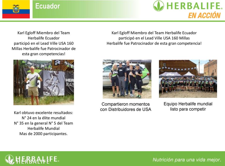 Karl Egloff Miembro del Team Herbalife Ecuador participó en el Lead Ville USA 160 Millas Herbalife fue Patrocinador de esta gran