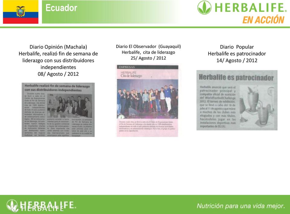 Diario El Observador (Guayaquil) Herbalife, cita de liderazgo 25/