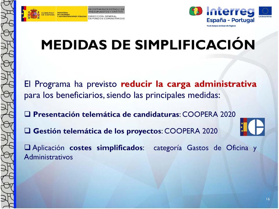 Presentación telemática de candidaturas: COOPERA 2020 Gestión telemática de los
