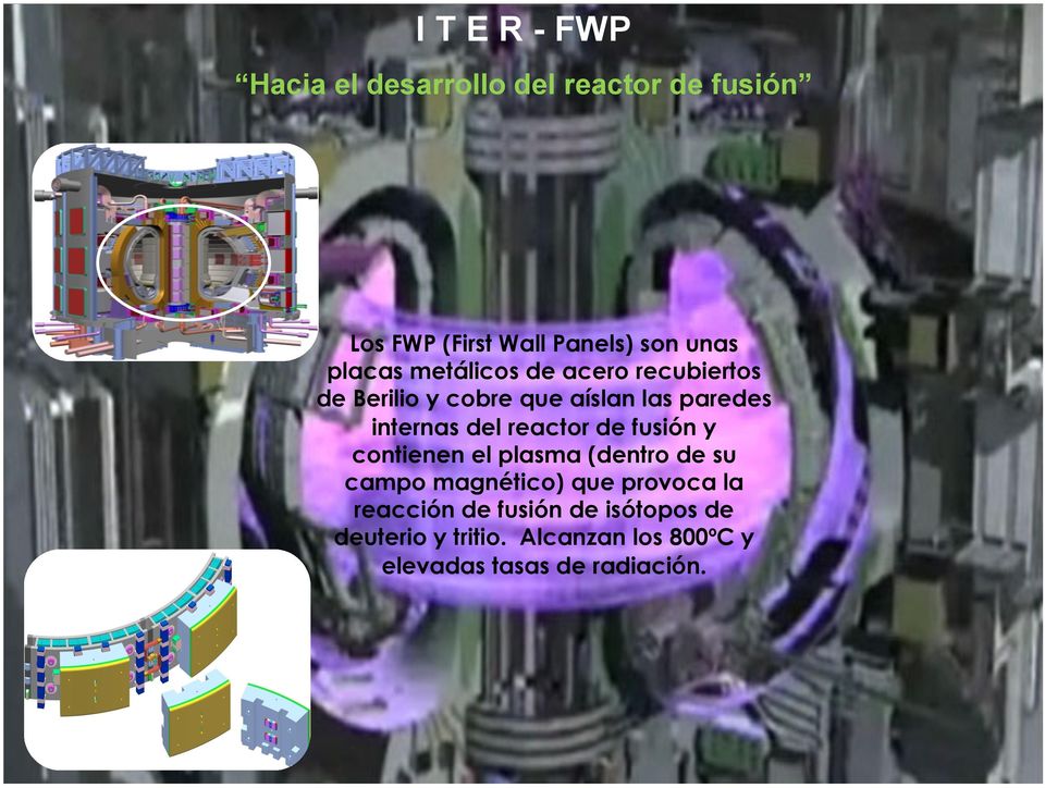 reactor de fusión y contienen el plasma (dentro de su campo magnético) que provoca la