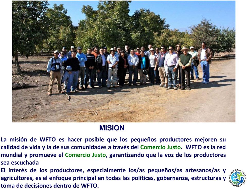 WFTO es la red mundial y promueve el Comercio Justo, garantizando que la voz de los productores sea escuchada El