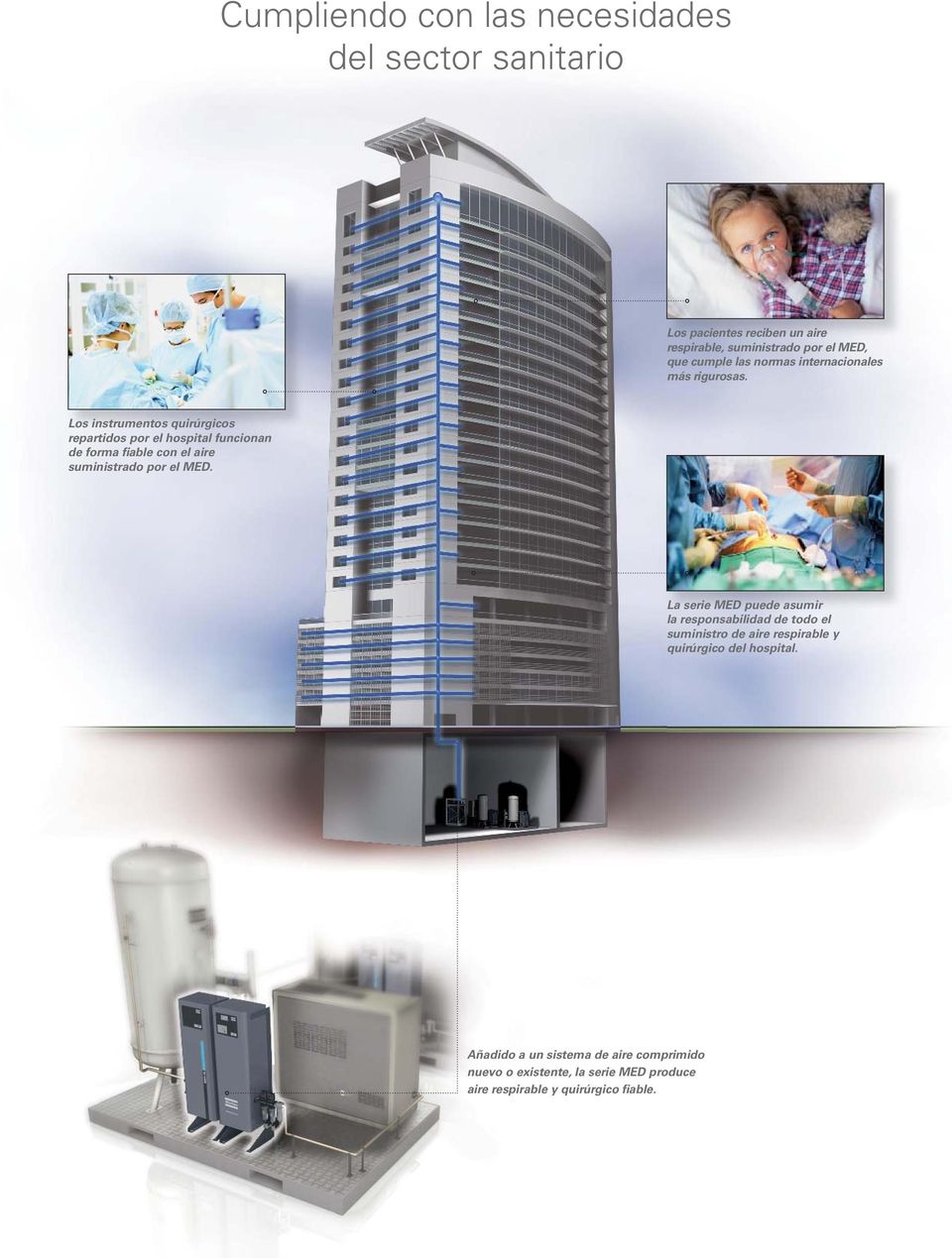 Los instrumentos quirúrgicos repartidos por el hospital funcionan de forma fiable con el aire suministrado por el MED.