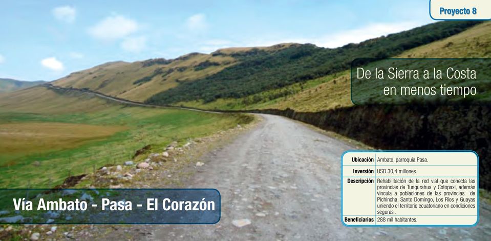 conecta las provincias de Tungurahua y Cotopaxi, además vincula a poblaciones de las provincias de