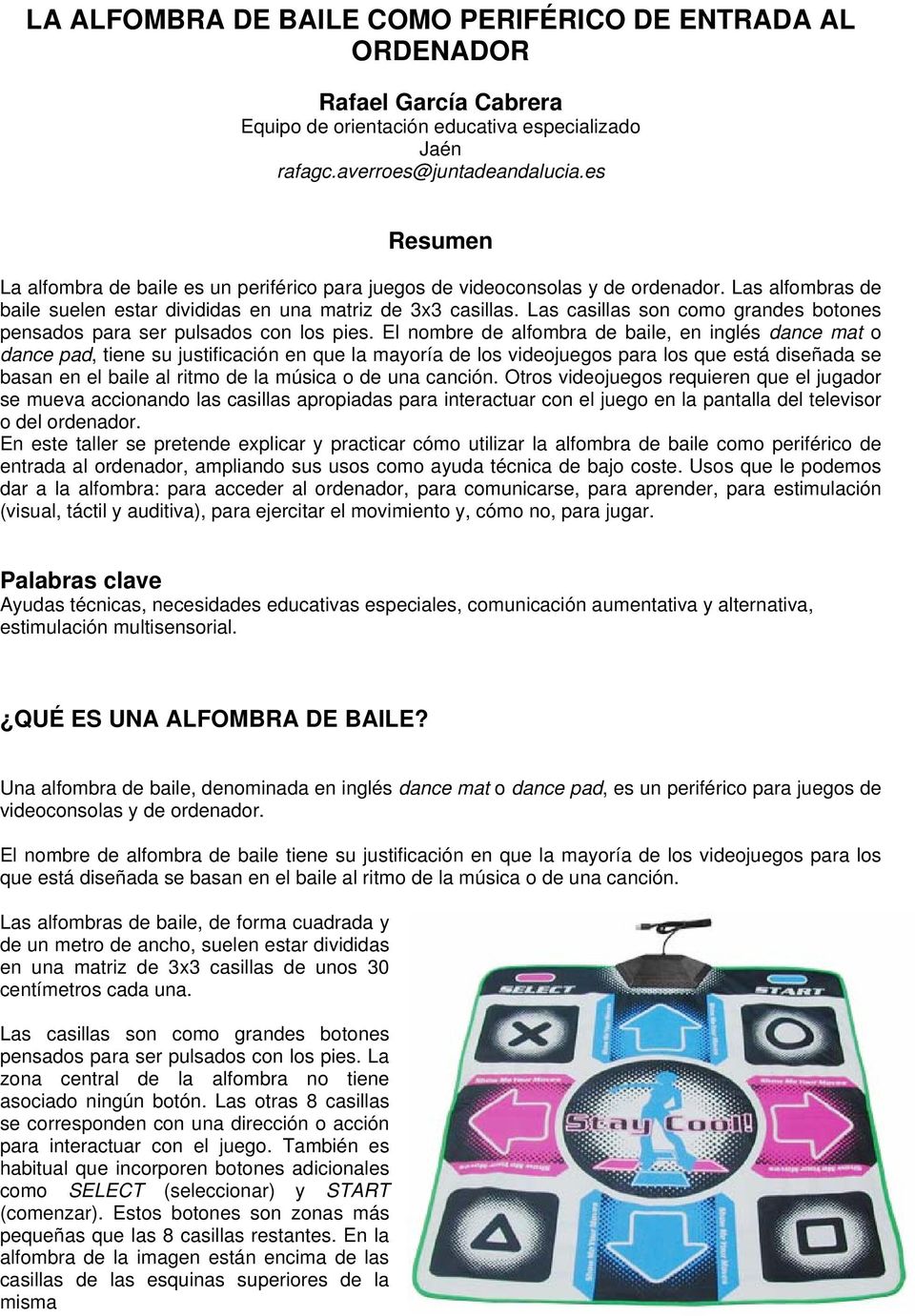 Ciudadano Patético Telégrafo LA ALFOMBRA DE BAILE COMO PERIFÉRICO DE ENTRADA AL ORDENADOR - PDF Free  Download