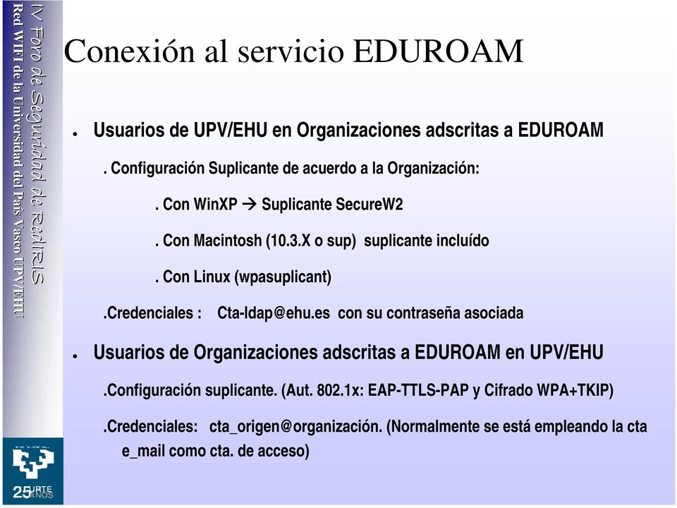 Con Linux (wpasuplicant).credenciales : Cta-ldap@ehu.