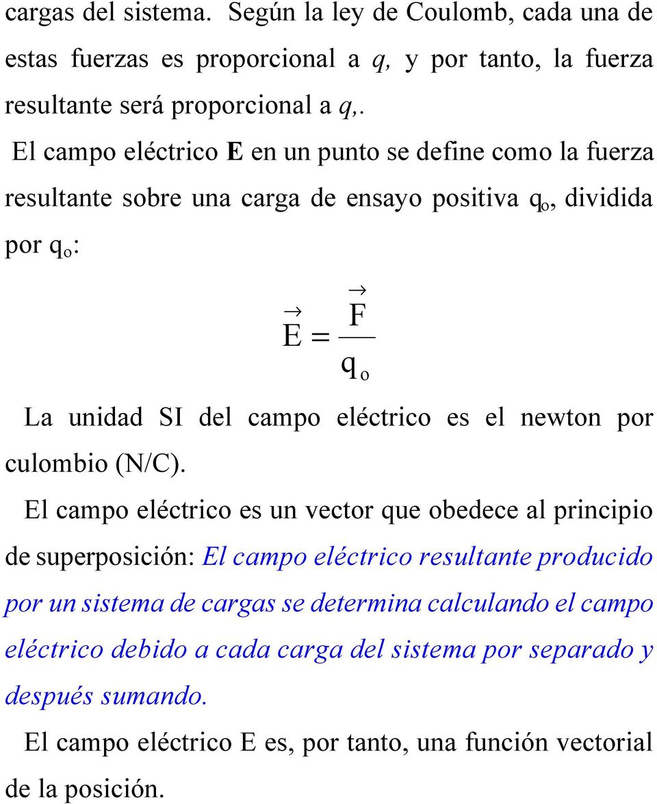 eléctrico es el newton por culombio (N/C).