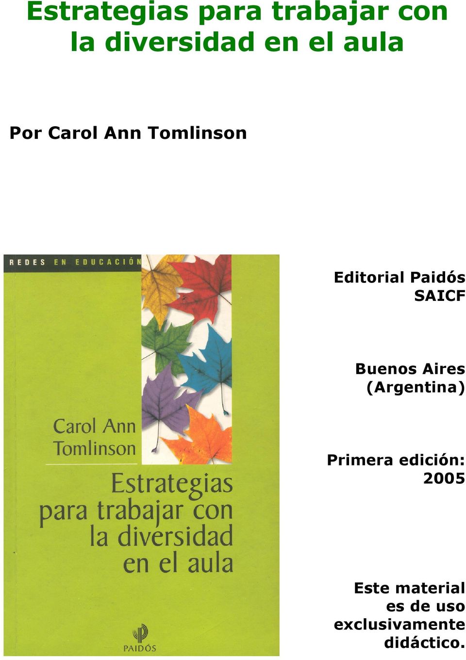 SAICF Buenos Aires (Argentina) Primera edición: