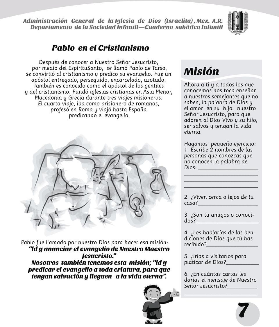 Administración General de la Iglesia de Dios (Israelita), Mex. .  Departamento de la Sociedad Infantil Cuaderno sabático Infantil - PDF  Descargar libre