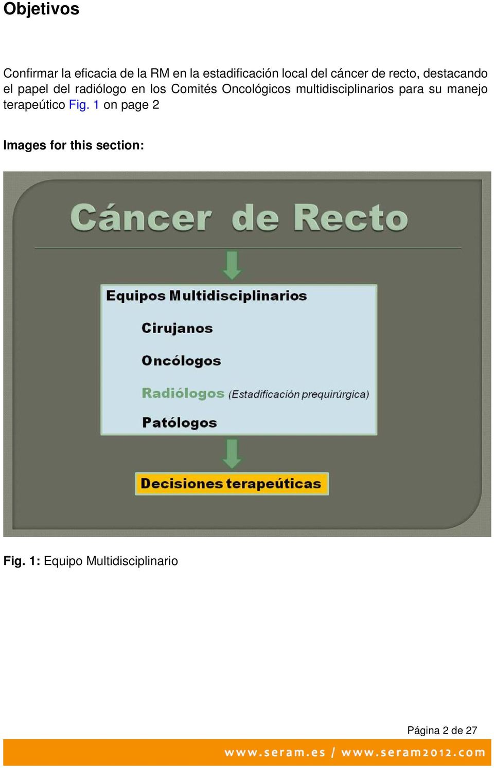 Oncológicos multidisciplinarios para su manejo terapeútico Fig.