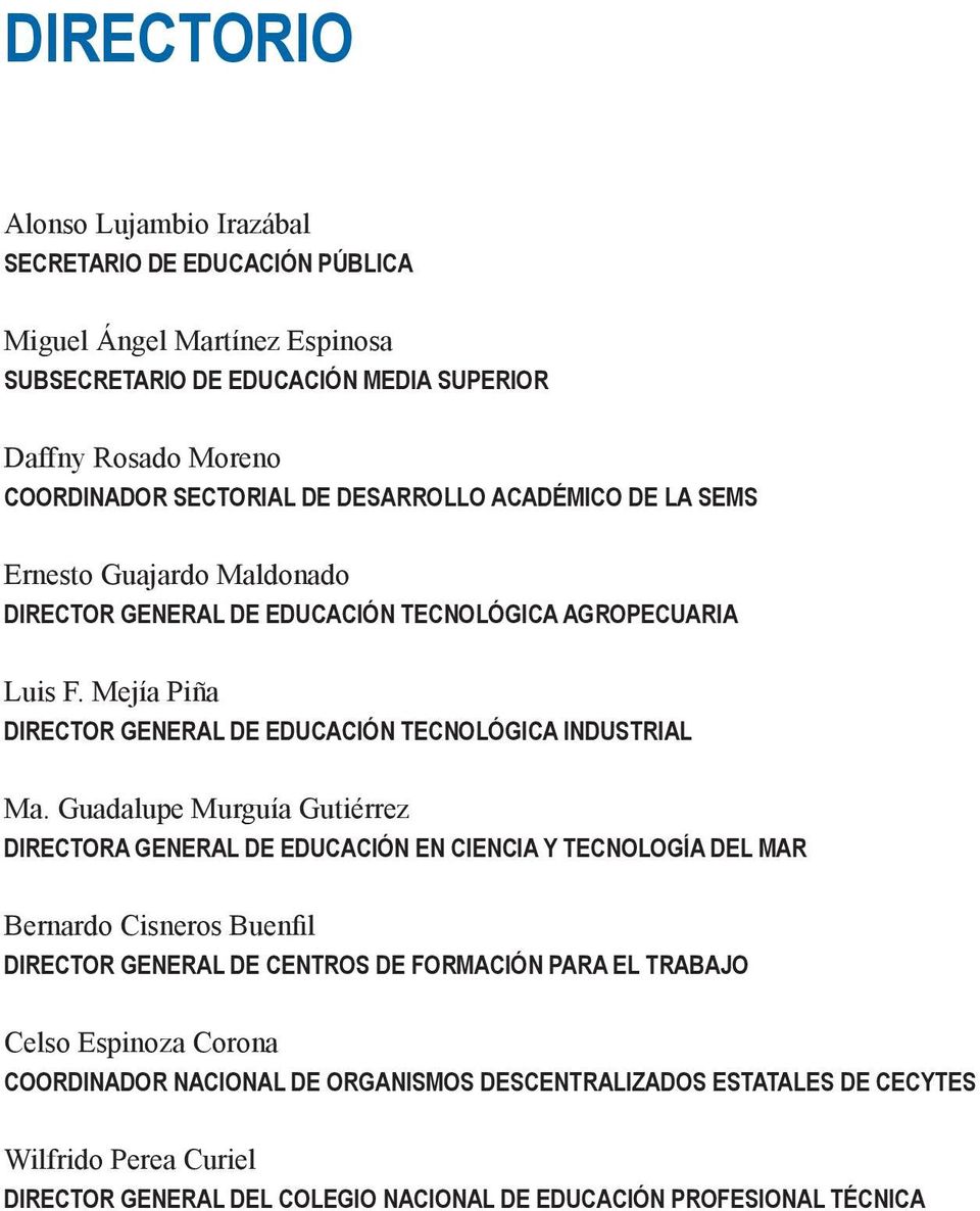 Mejía Piña DIRECTOR GENERAL DE EDUCACIÓN TECNOLÓGICA INDUSTRIAL Ma.