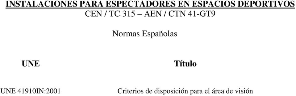 Normas Españolas UNE Título UNE 41910IN:2001