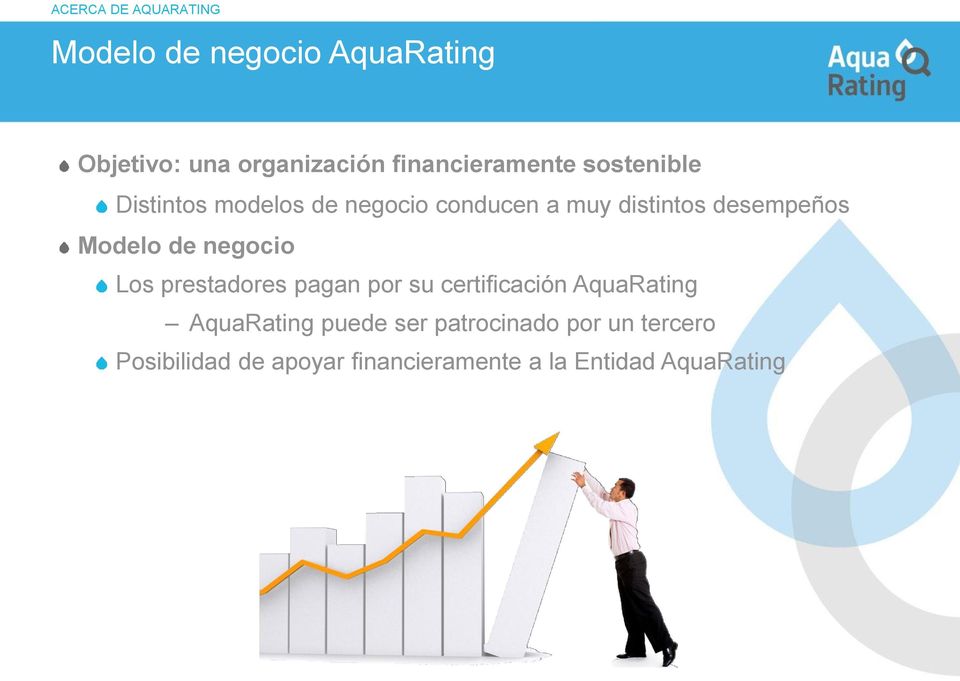 desempeños Modelo de negocio Los prestadores pagan por su certificación AquaRating