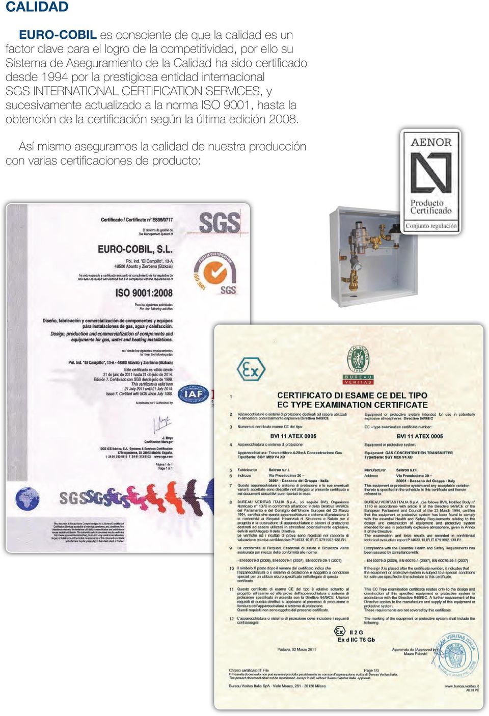 INTERNATIONAL CERTIFICATION SERVICES, y sucesivamente actualizado a la norma ISO 9001, hasta la obtención de la