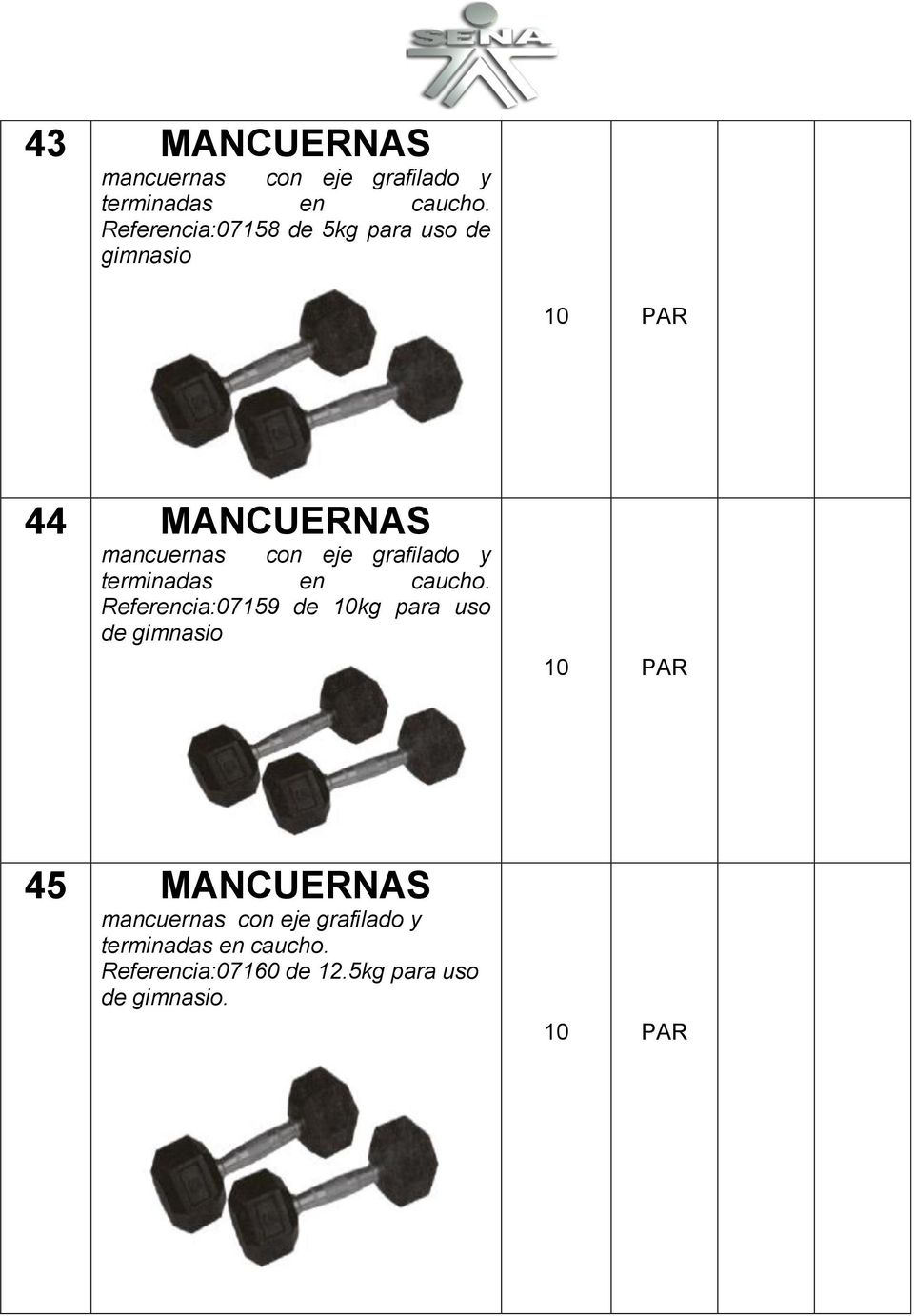 Mancuerna 12.5kg Hexagonal De Hierro Recubierto Pesas — El Rey del