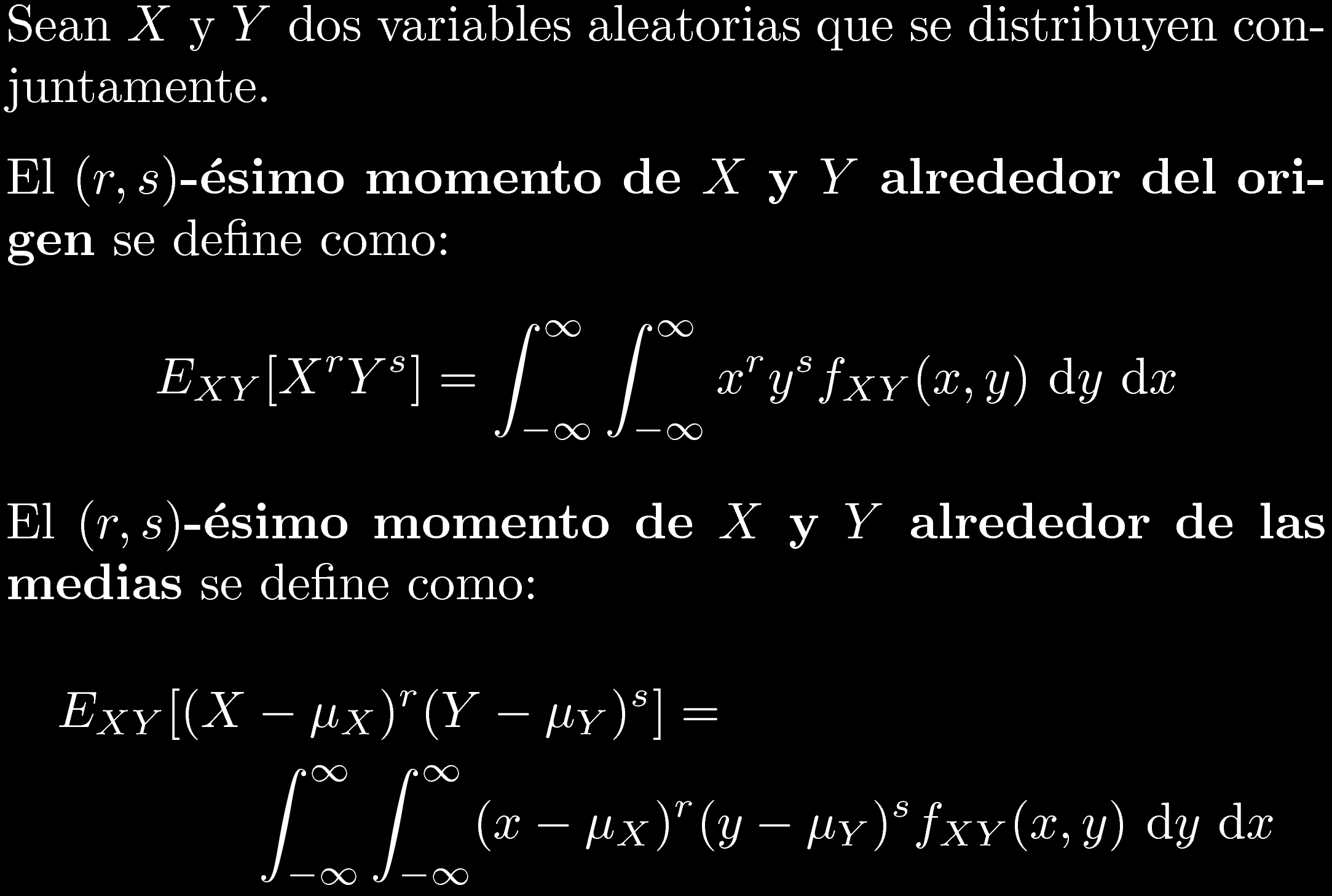 x 85 La mediana en varias dimensiones: el punto central (centerpoint) 86 Momentos para FDPs bivariadas La mediana se puede generalizar a datos en dos o más dimensiones.