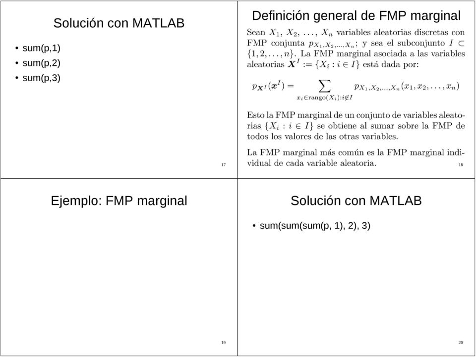 sum(p,3) 17 18 Ejemplo: FMP marginal