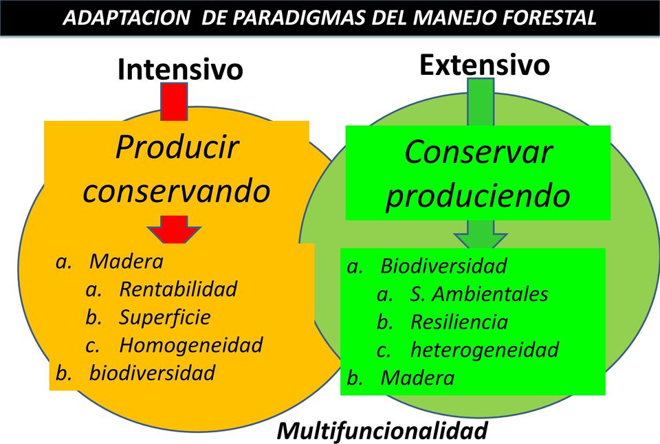 Rentabilidad b. Superficie c. Homogeneidad b. biodiversidad a.