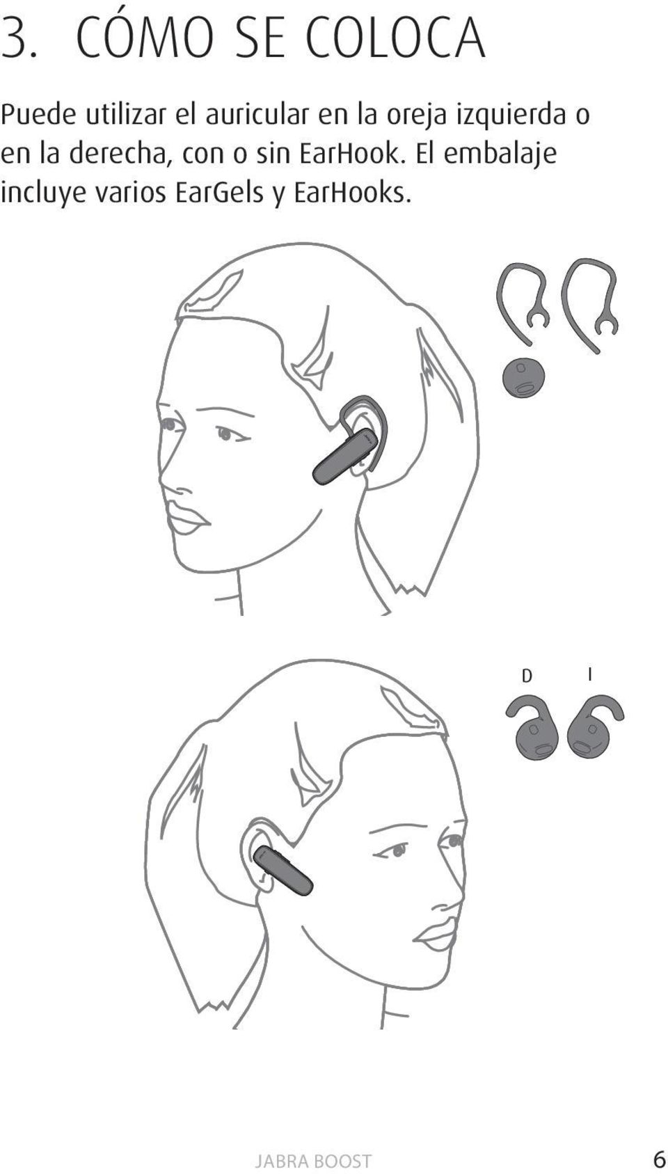 auricular en la oreja izquierda o en la