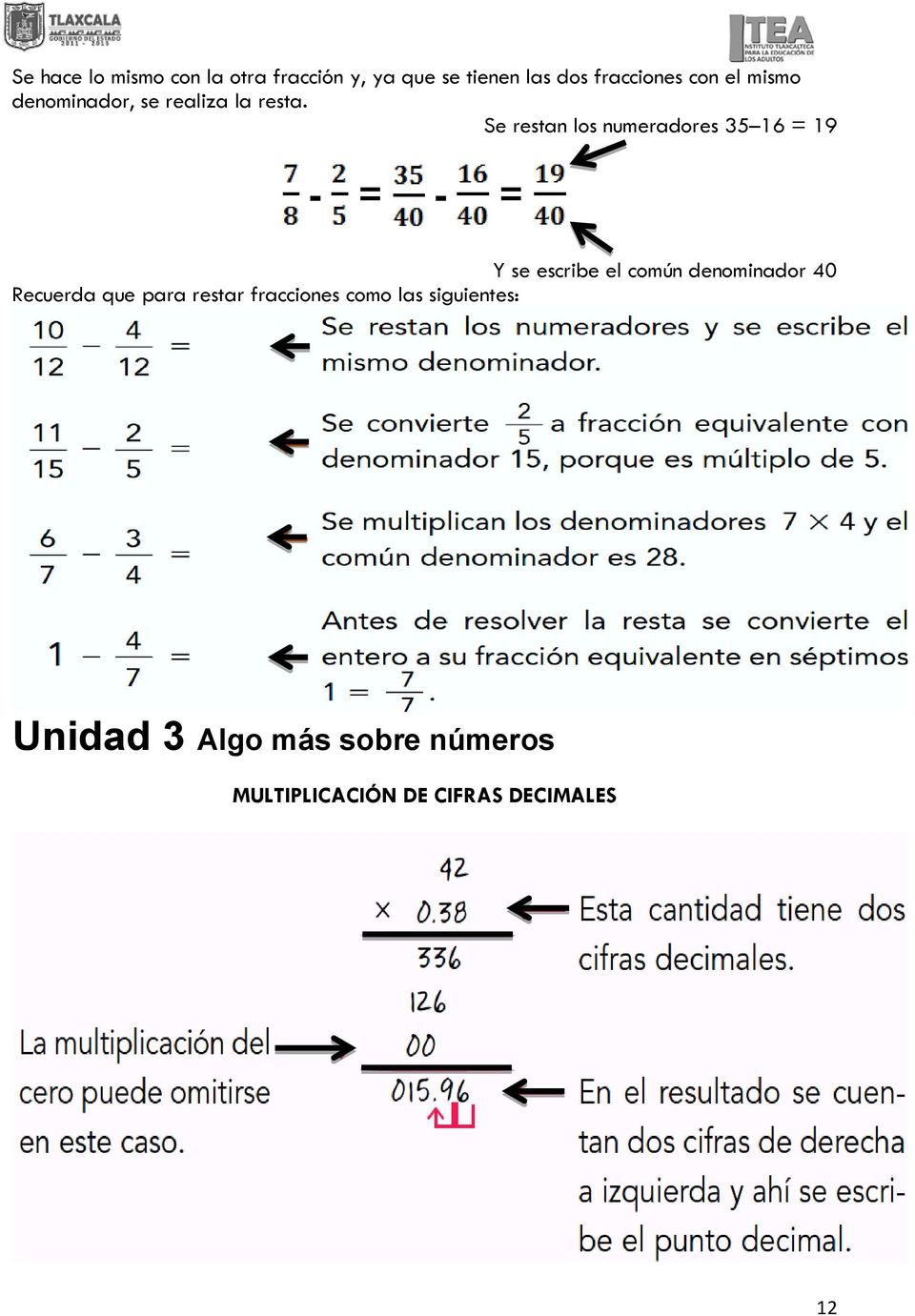 Se restan los numeradores 35 16 = 19 - = - = Y se escribe el común denominador 40