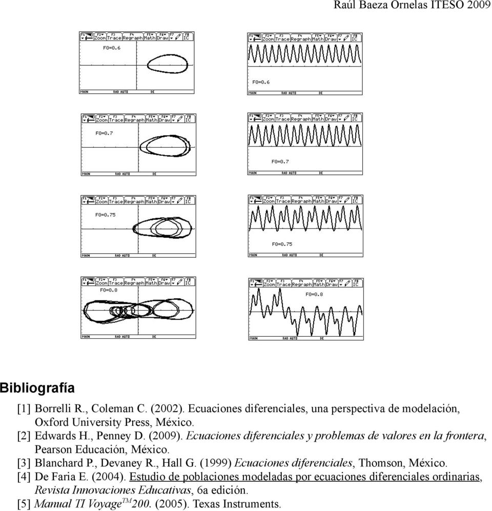 [3] Blanchard P., Devaney R., Hall G. (1999) Ecuaciones diferenciales, Thomson, México. [4] De Faria E. (2004).