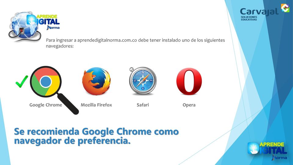 navegadores: Google Chrome Mozilla Firefox Safari