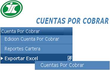 3.3 Menú Exportar Excel 3.3.1 Menú Cuentas Por Cobrar Le permitirá exportar su reporte