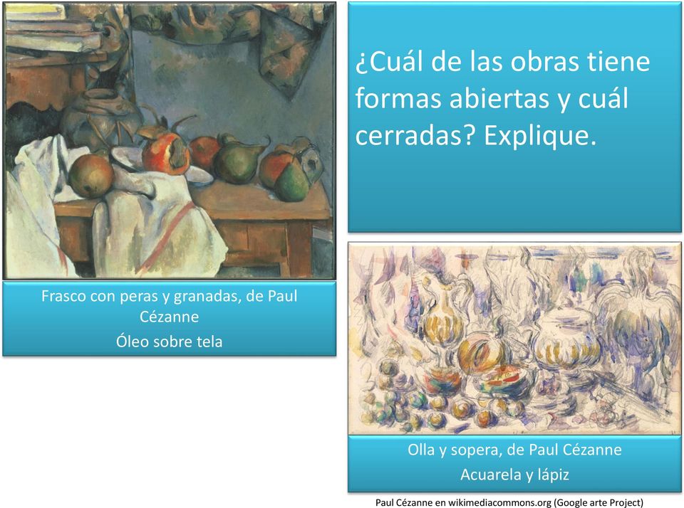 Frasco con peras y granadas, de Paul Cézanne Olla y
