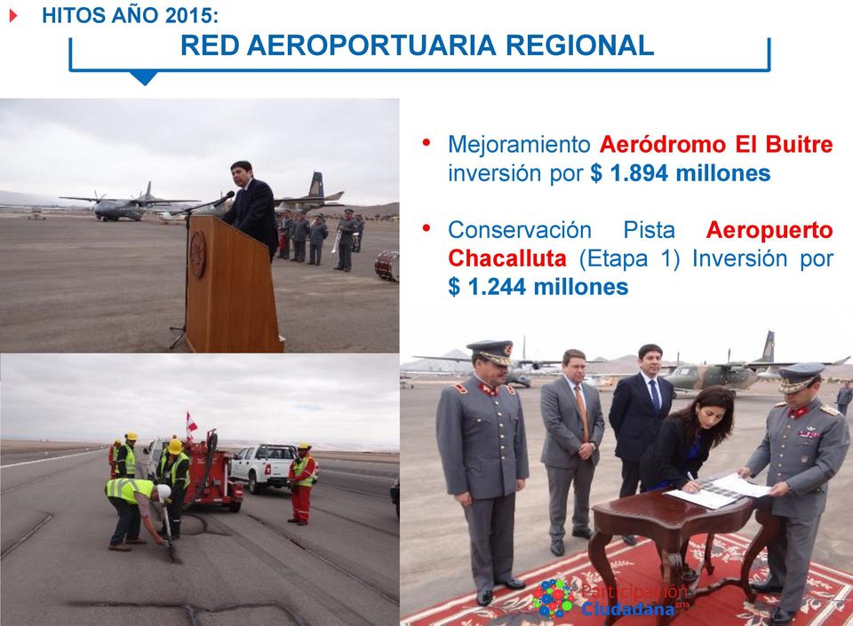 $ 1.894 millones Conservación Pista Aeropuerto